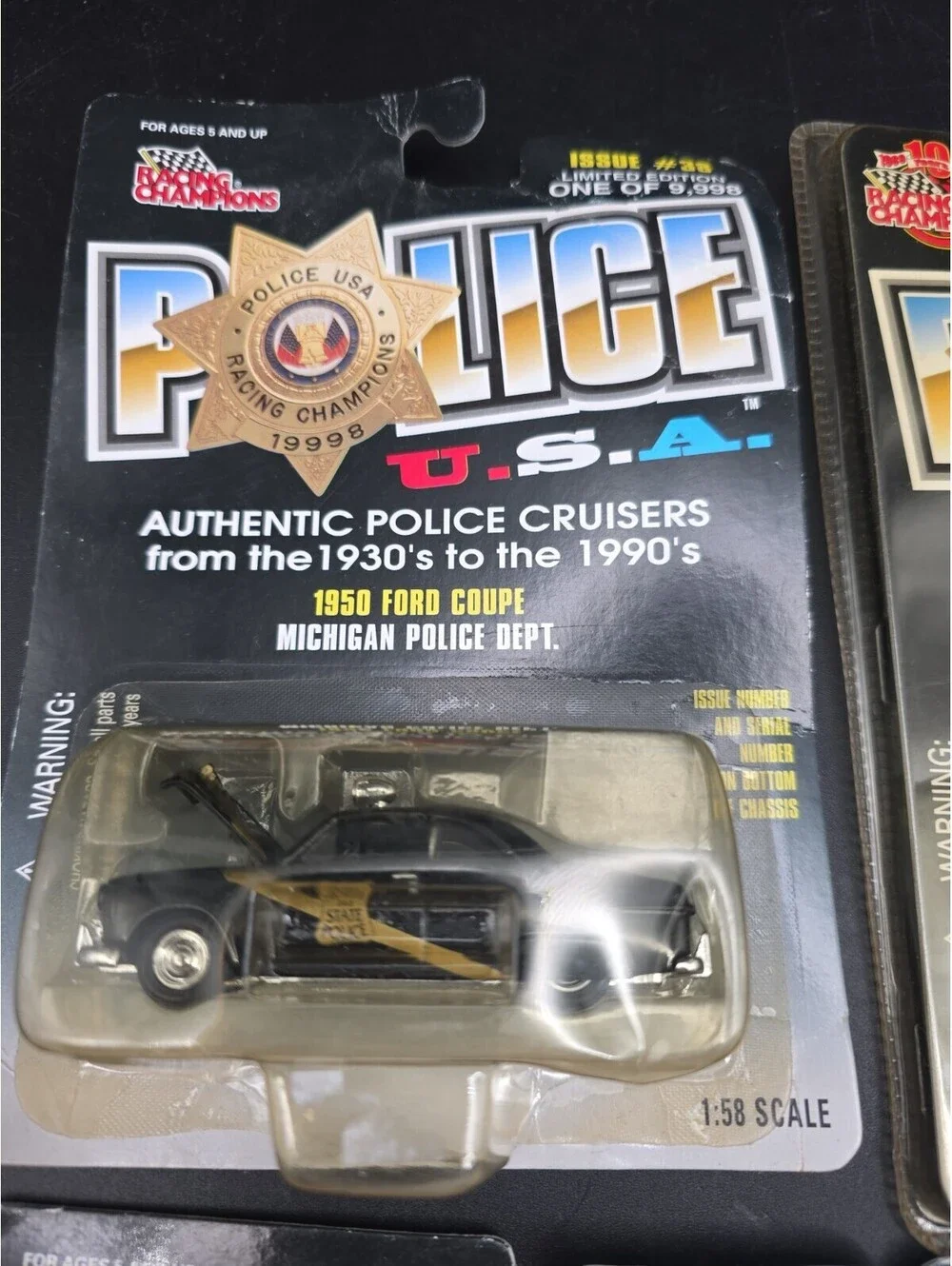Lot Of 4 Racing Champions Police USA 1:64 Diecast Impala Corvair Ford Coupe